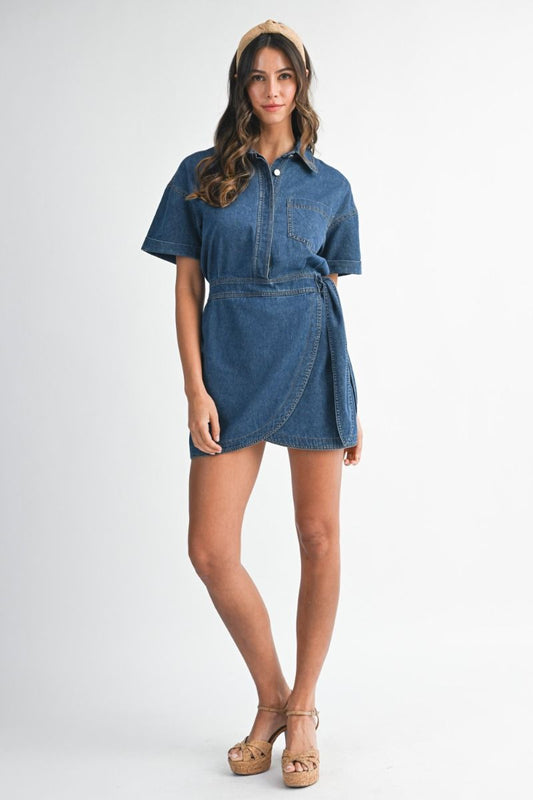 Arenna Denim Wrap Mini Dress