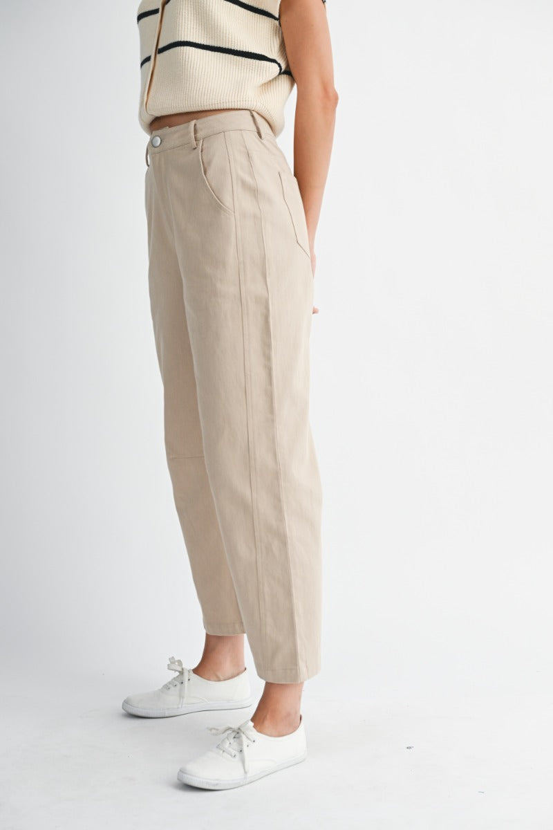 Jaclyn Taupe Barrel Leg Pants