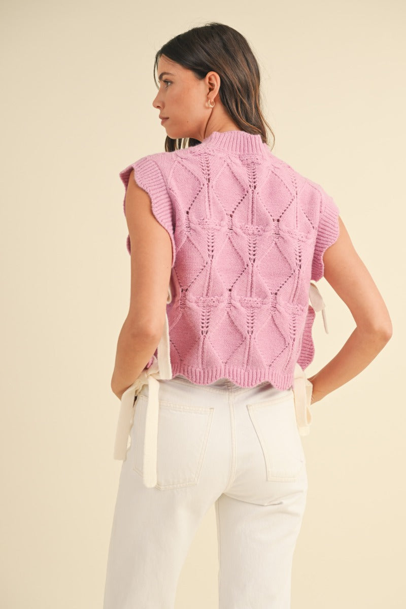 Nellie Mauve Contrast Tie Sweater Vest