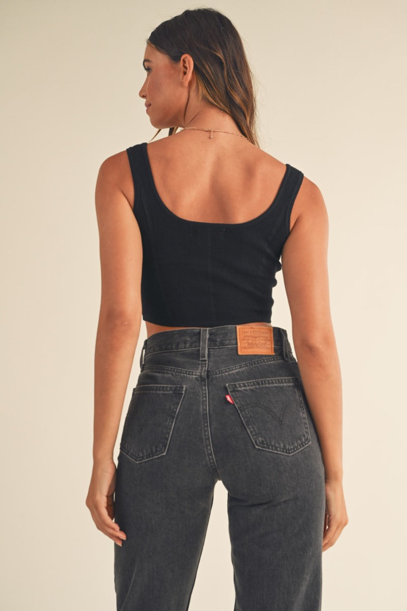 Beatriz Black Square Neck Crop Tank - FINAL SALE