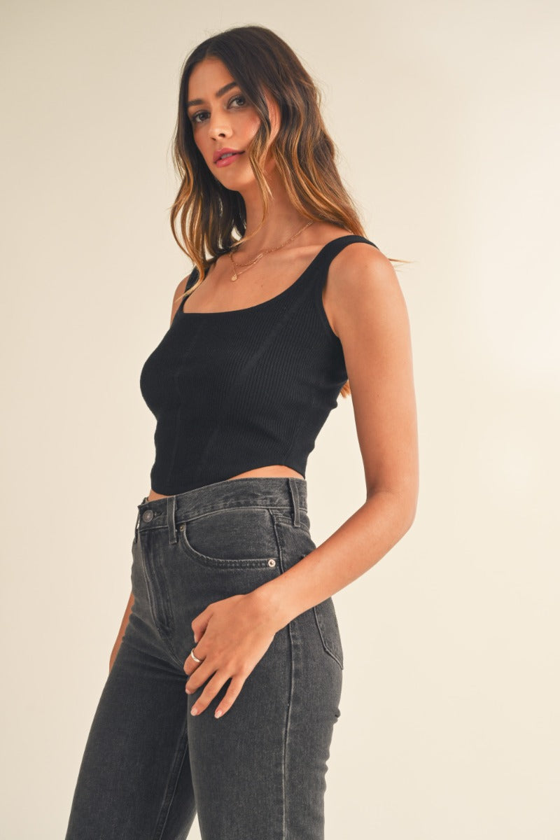 Beatriz Black Square Neck Crop Tank - FINAL SALE