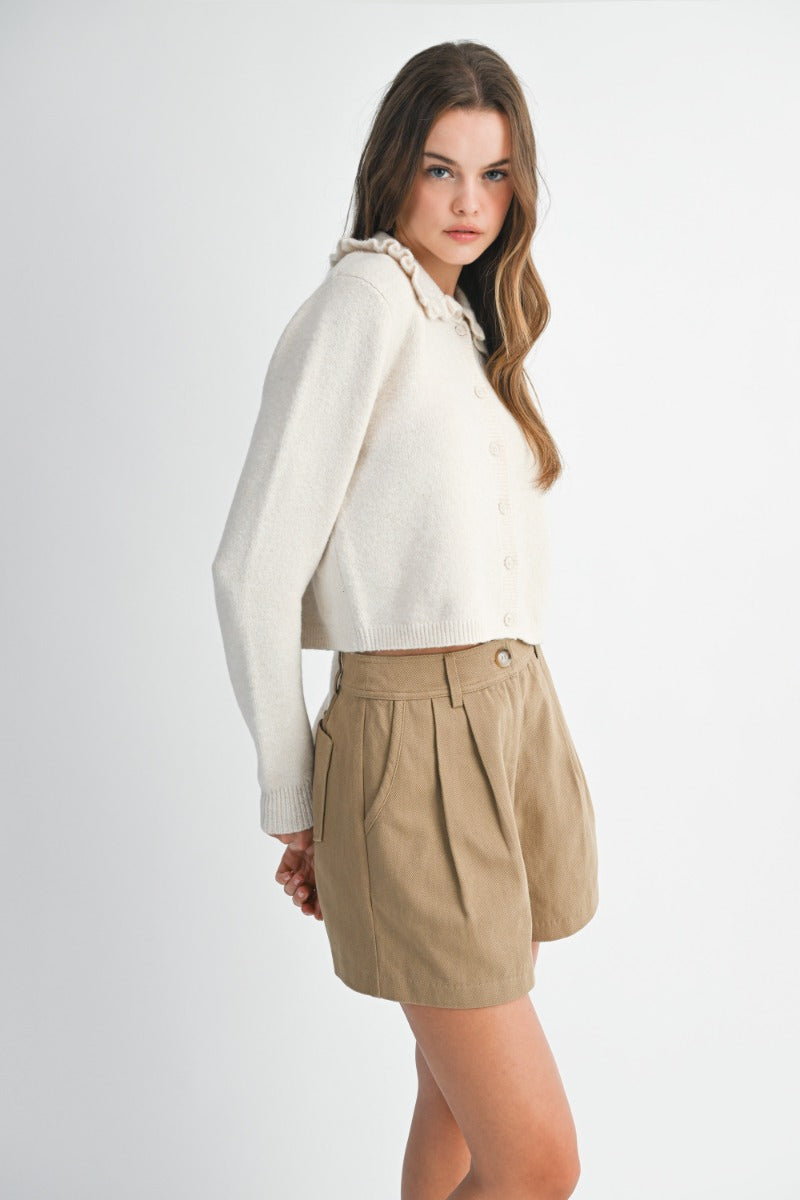 Santos Cream Collared Cardigan Sweater