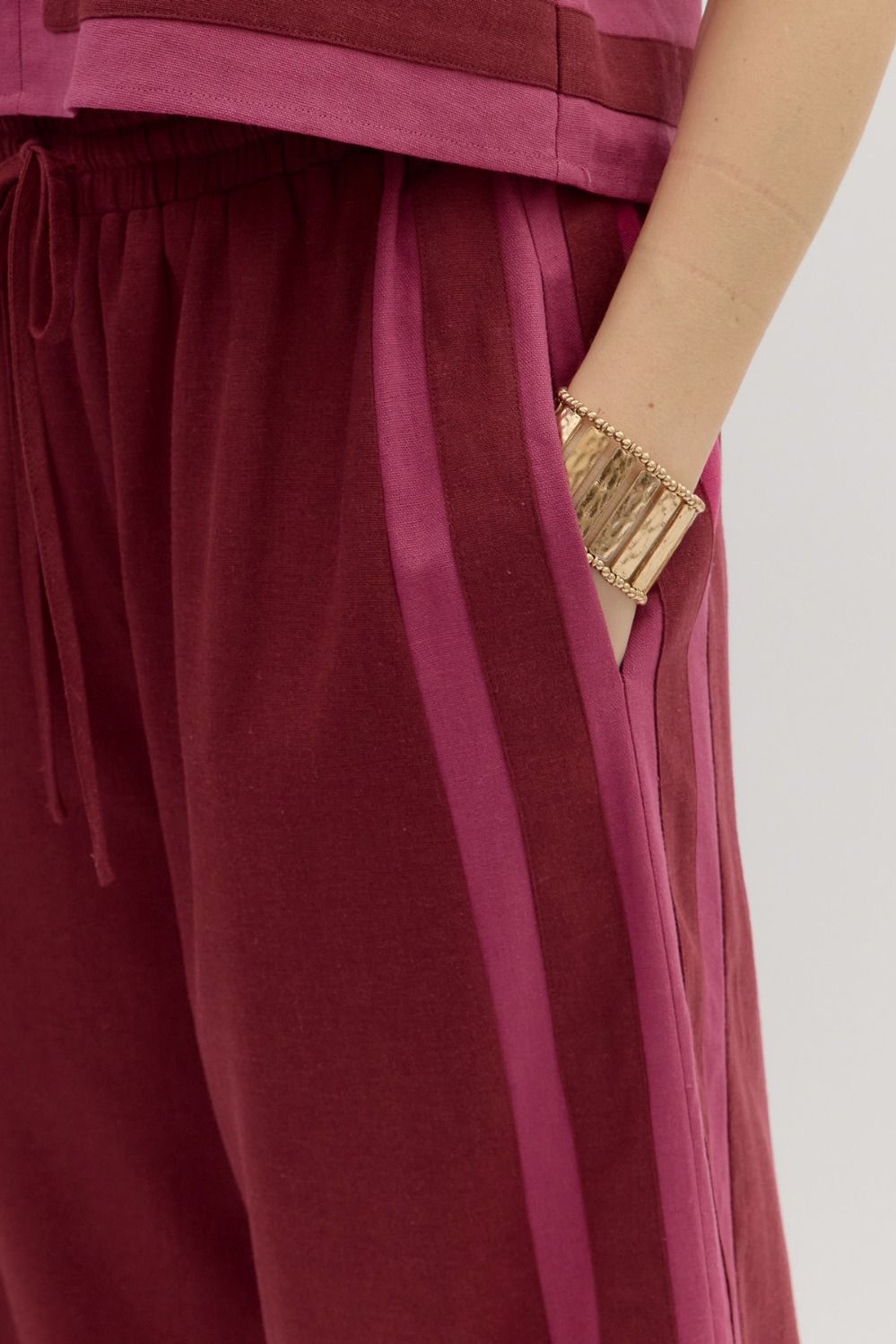 Kylen Burgundy Contrast Woven Pants