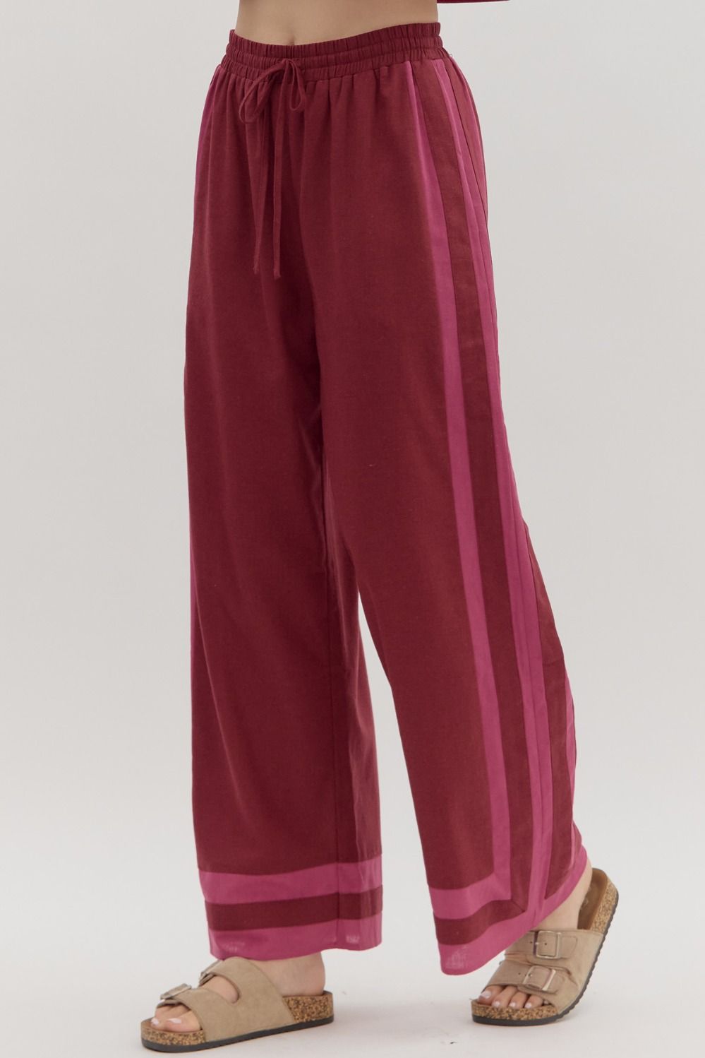 Kylen Burgundy Contrast Woven Pants