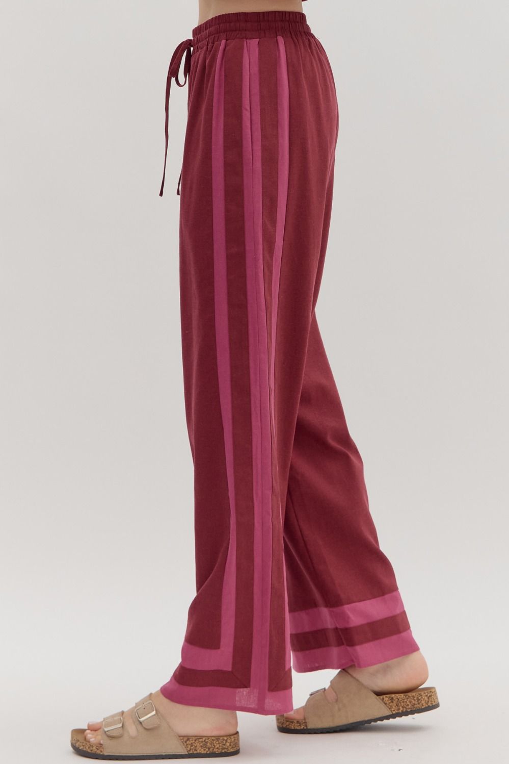 Kylen Burgundy Contrast Woven Pants