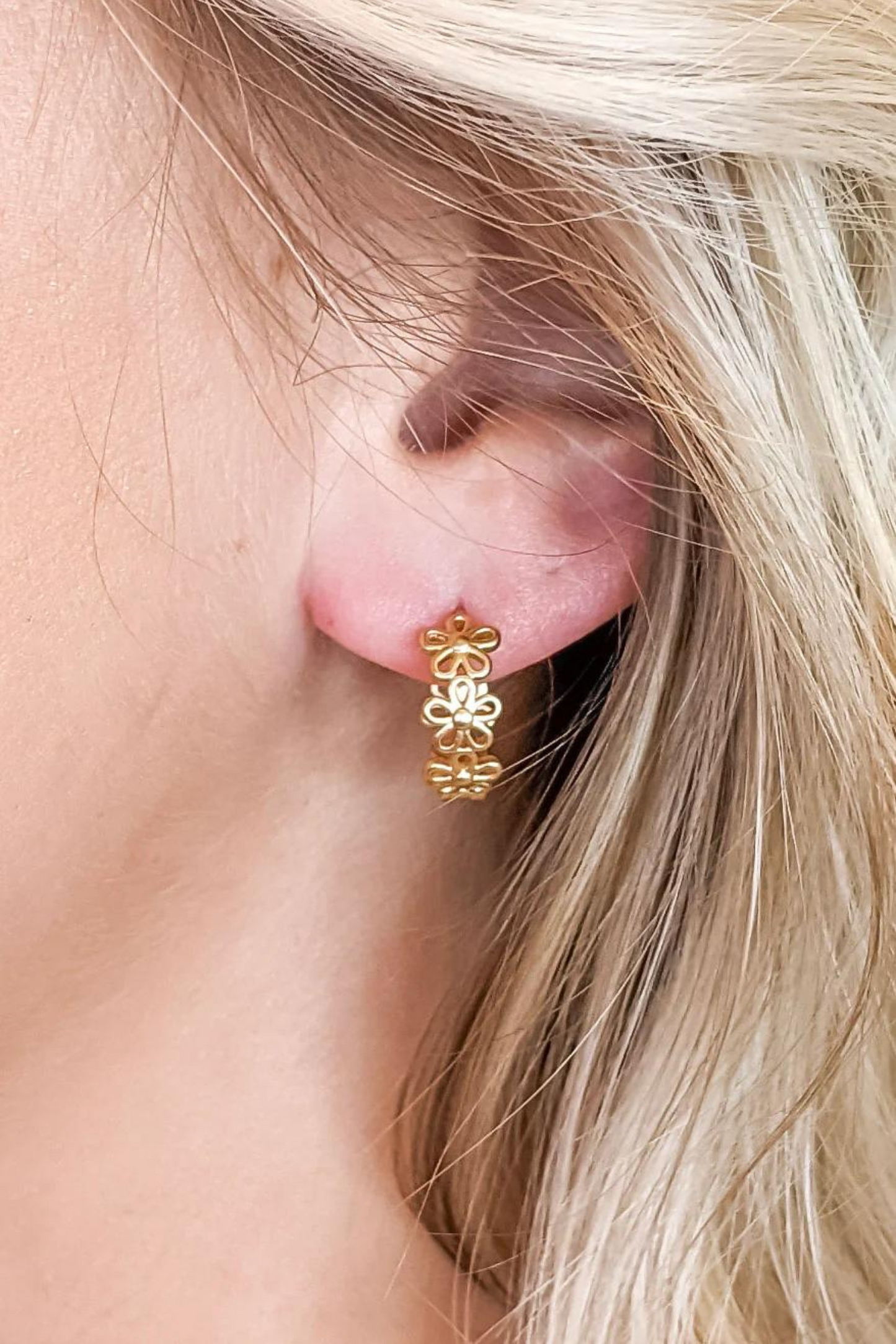 Flower Gold Huggie Earrings - FINAL SALE