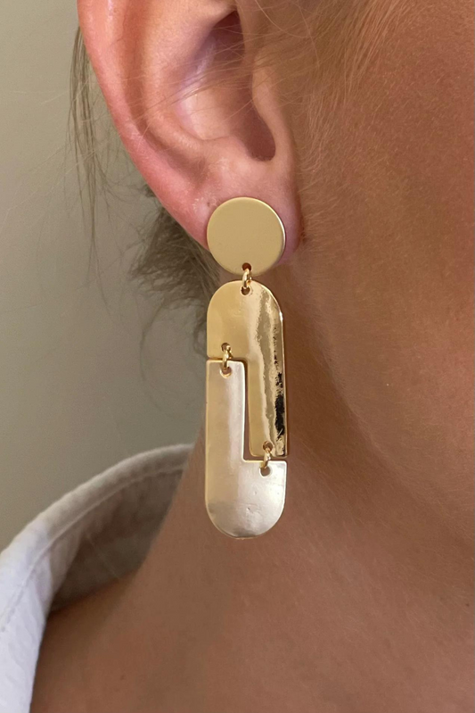 Two Tone Drop Earrings - FINAL SALE