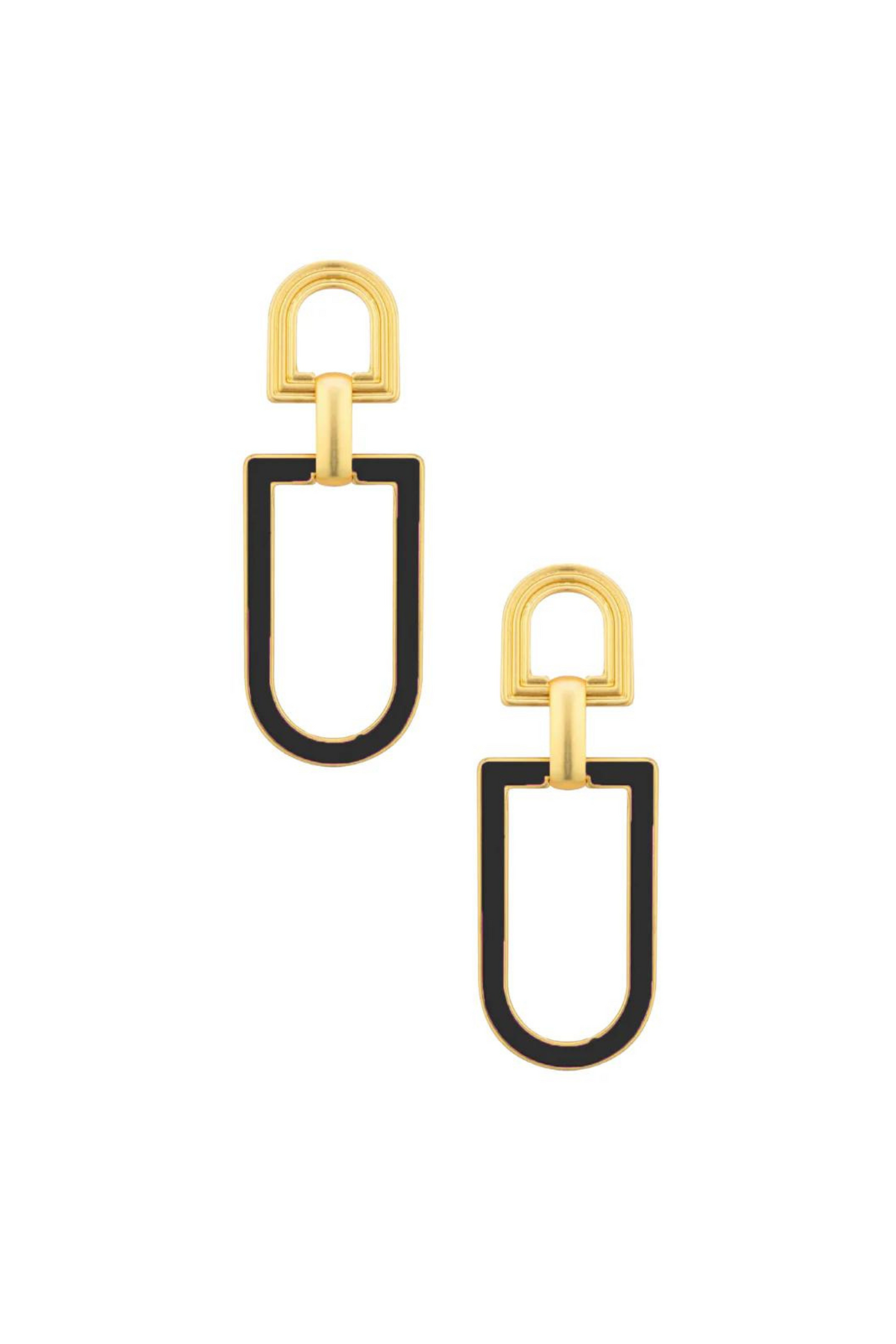 Black & Gold Geometric Drop Earrings - FINAL SALE