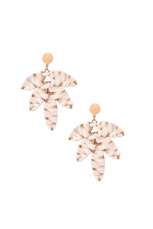 Ivory Raffia Palm Earrings - FINAL SALE