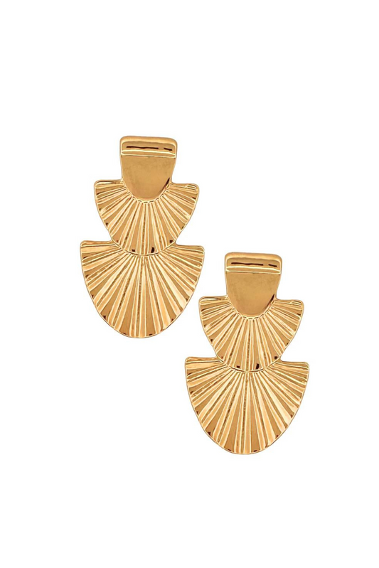 Gold Fan Drop Earrings - FINAL SALE