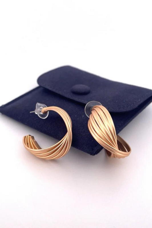 Gold Twisted Hoop Earrings - FINAL SALE