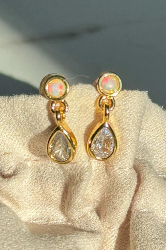 Teardrop Dangle Opal Stud Earrings - FINAL SALE