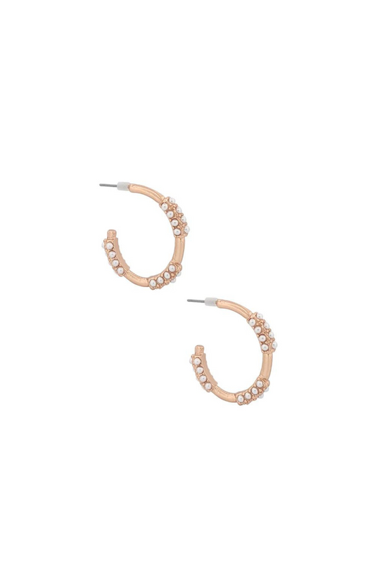 Pearl Cluster Open Hoop Earrings - FINAL SALE