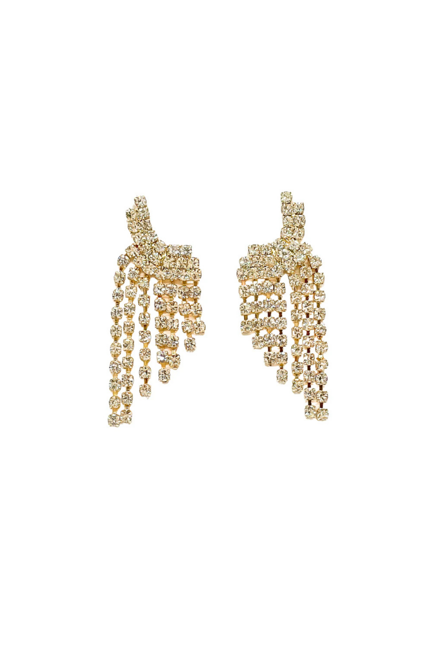 Kristine Gold Rhinestone Tassel Earrings - FINAL SALE