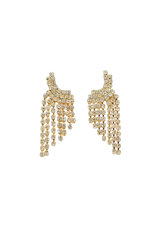 Kristine Gold Rhinestone Tassel Earrings - FINAL SALE