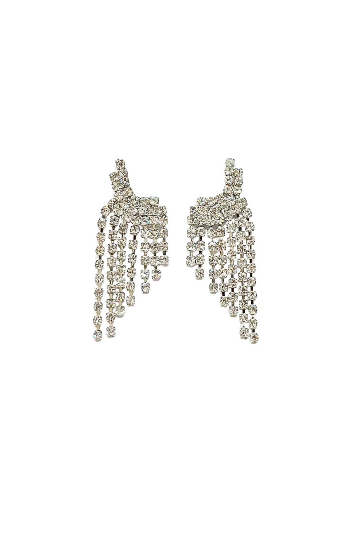 Kristine Silver Rhinestone Tassel Earrings - FINAL SALE