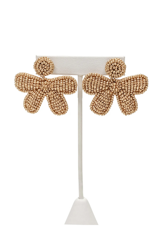 Noella Gold Beaded Bow Earrings - FINAL SALE