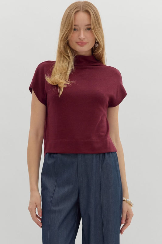Meila Ruby Mock Neck Pullover Top