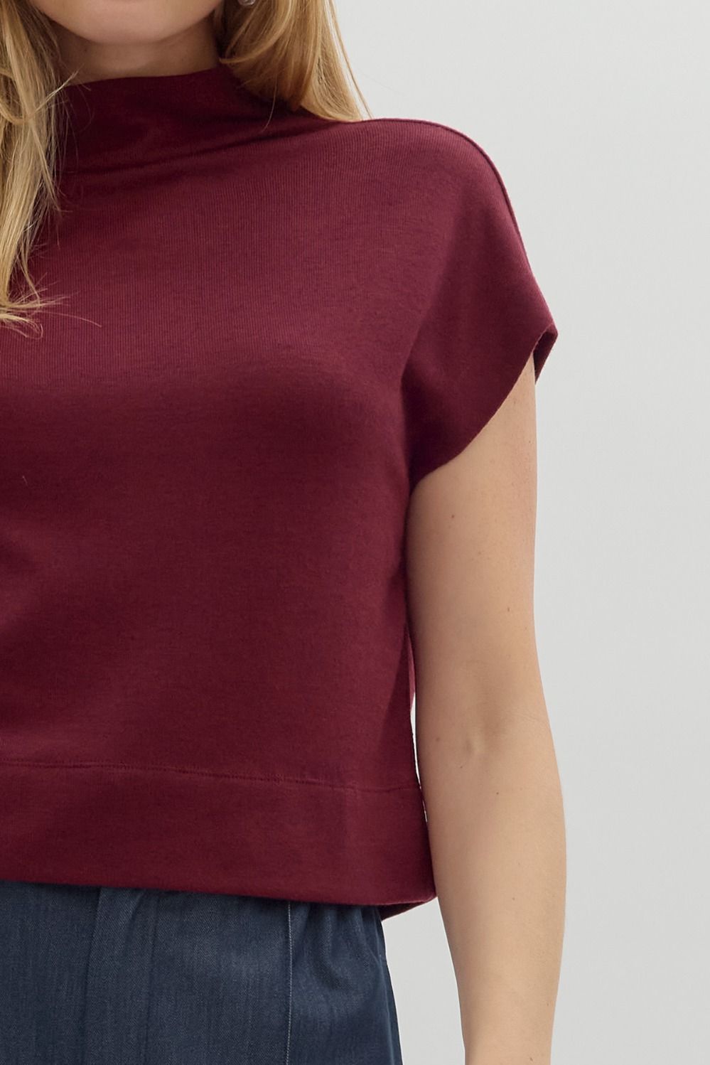 Meila Ruby Mock Neck Pullover Top
