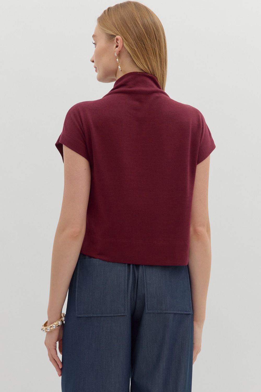 Meila Ruby Mock Neck Pullover Top