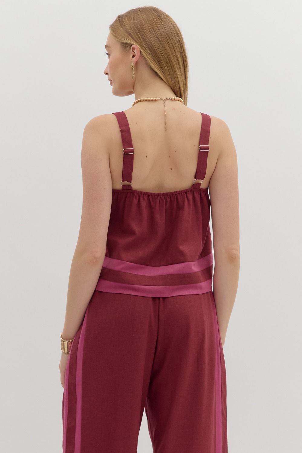 Kylen Burgundy Contrast Woven Tank