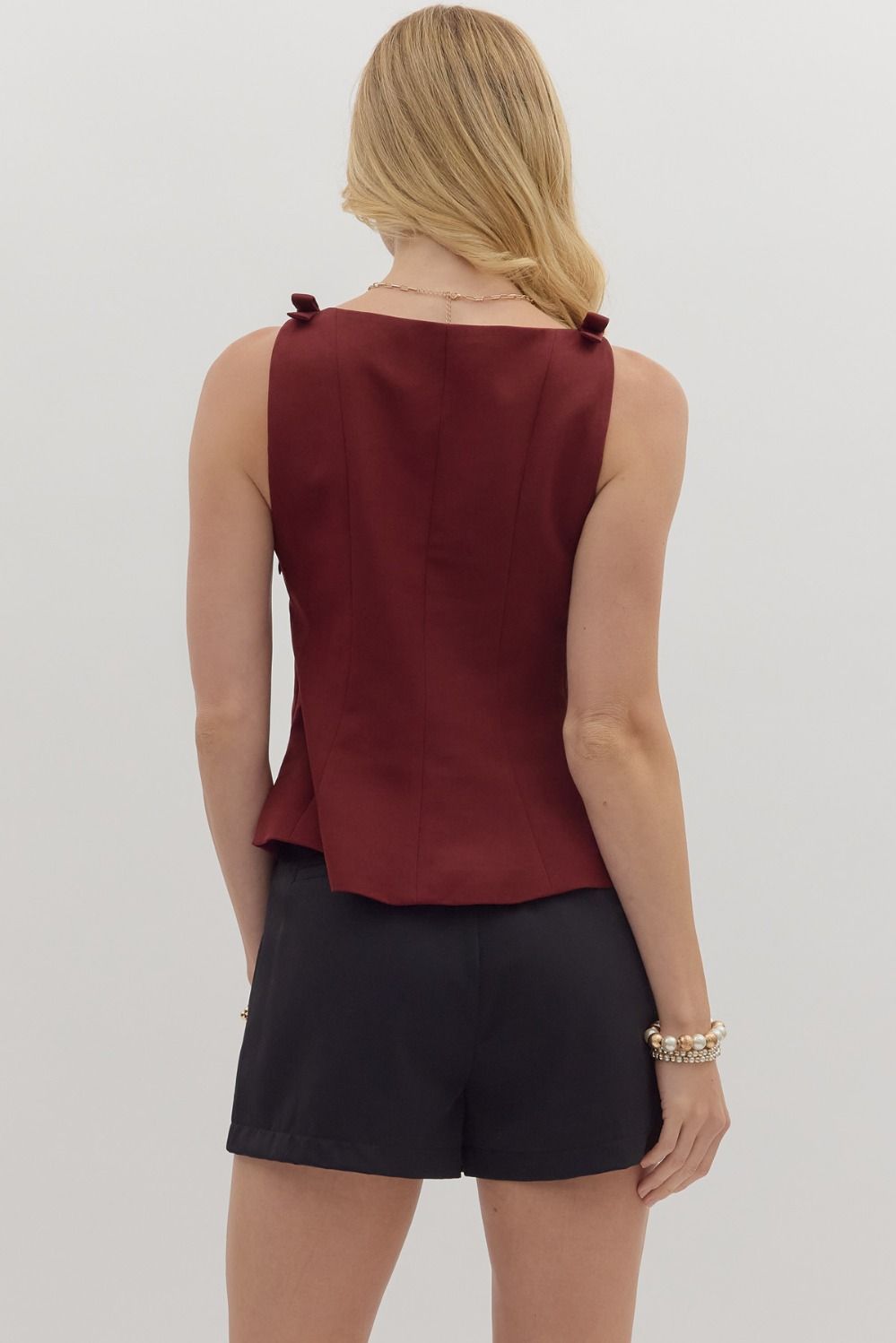 Marilou Burgundy Flared Hem Blouse