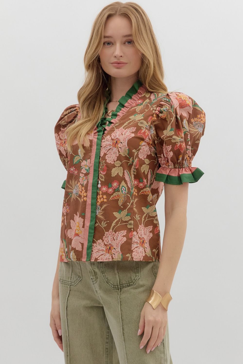 Grinnell Brown Floral Blouse