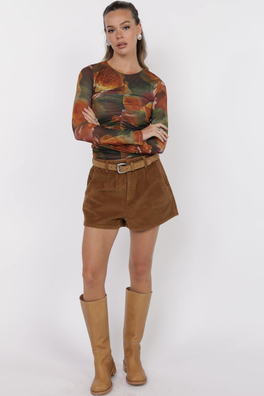Ladina Red Multi Floral Mesh Top