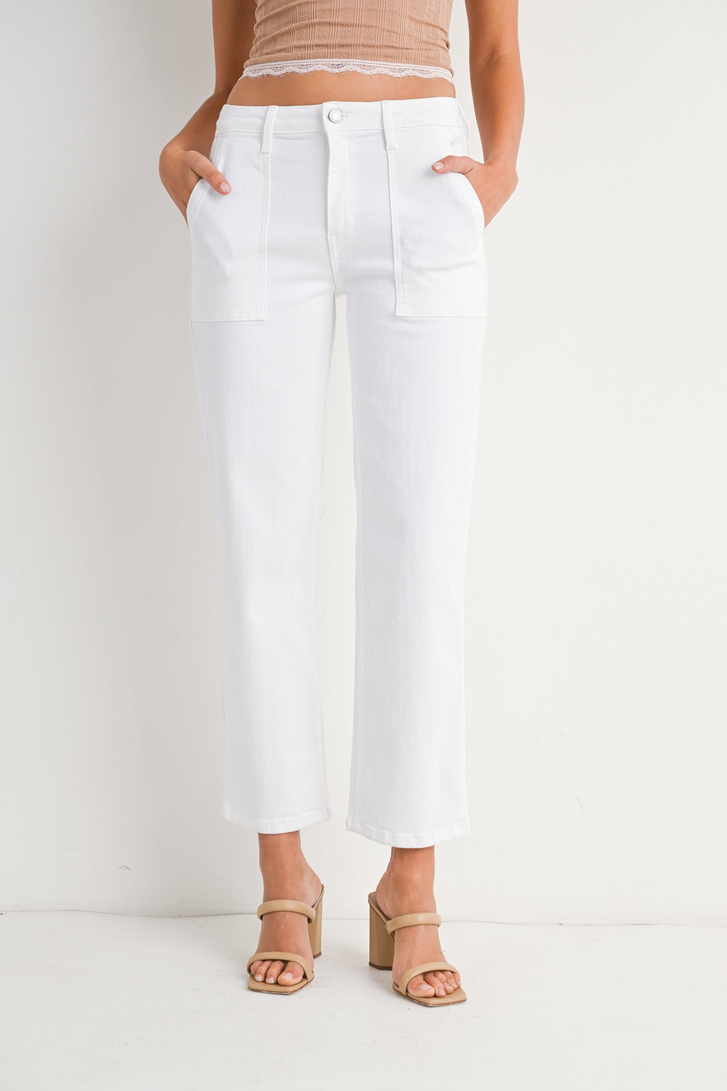 Viola White Utility Pocket Denim